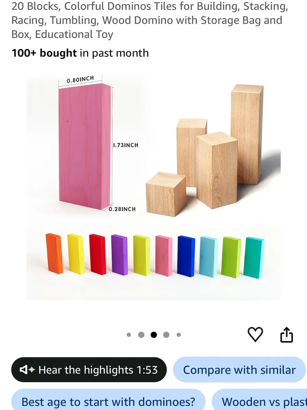Colorful Wooden Dominos Set for Kids ~1000 pieces